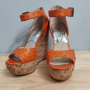 Michael Kors Ostrich Leather Wedges size 5.5